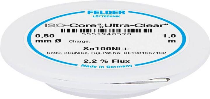 Felder Lottechnik Felder Löttechnik ISO-Core "Ultra-Clear" Sn100Ni+ solder, lead-free coil Sn99.2 (Soldering Coil Kit)
