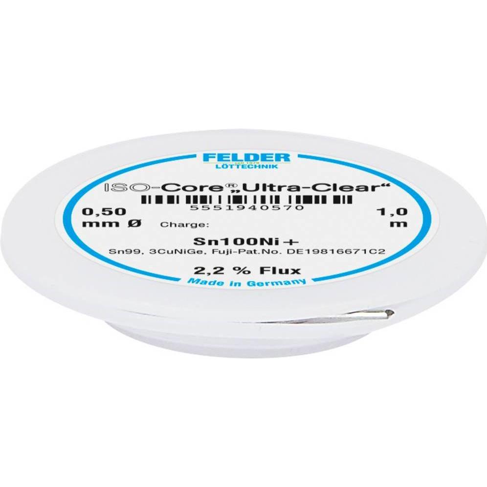 Felder Lottechnik Felder Löttechnik ISO-Core "Ultra-Clear" Sn100Ni+ Lötzinn, bleifrei Spule Sn99,2 (Lötspulenkit), Lötge...