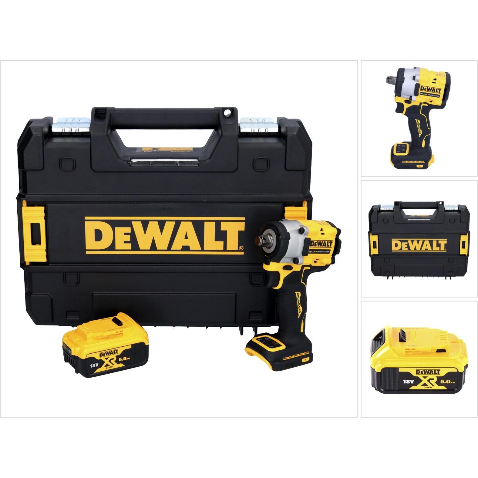 DeWalt, Bohrmaschine + Akkuschrauber, DCF 921 NT Akku Schlagschrauber 18 V 400 Nm 1/2" Brushless + 1x Akku 5,0 Ah + TSTA...