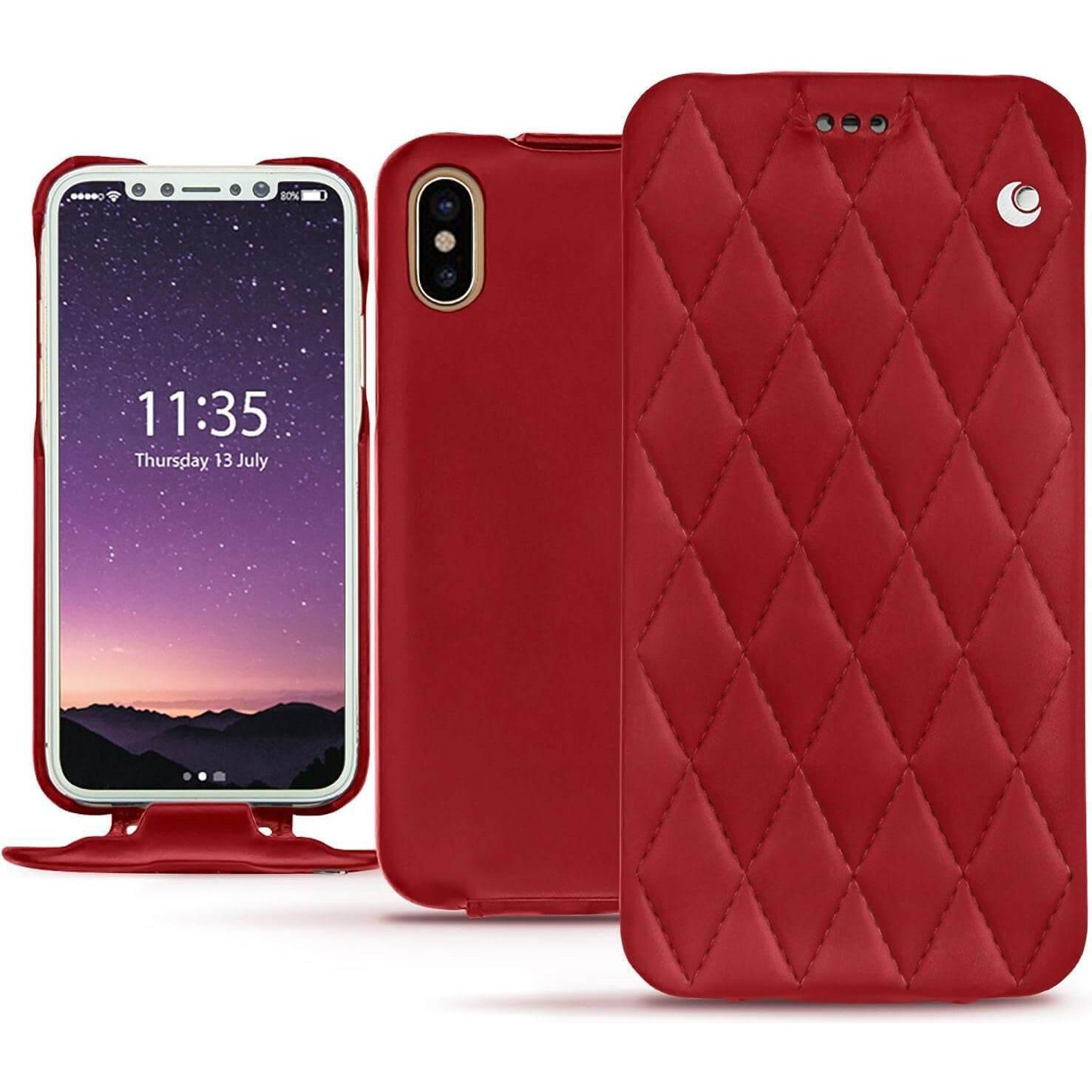 Noreve Lederschutzhülle vertikal (Apple iPhone X), Smartphone Hülle, Rot