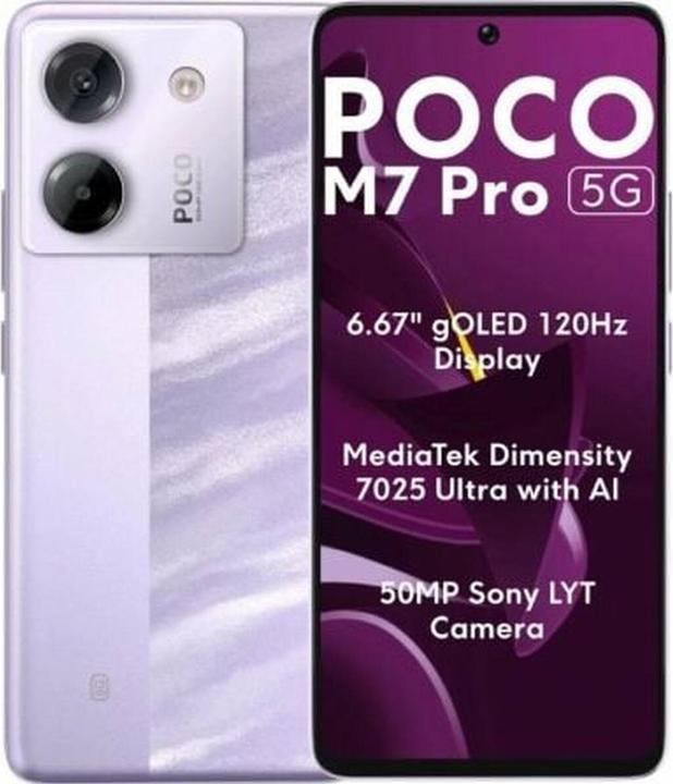 Actual product image Xiaomi Poco M7 Pro (256 GB, Purple, 6.67", Hybrid Dual SIM, 5G)