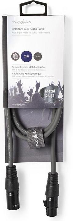 Image du produit Nedis Câble audio équilibré | XLR 3 broches mâle | XLR 3 broches femelle | Nickelé | 1.00 m | rond | PVC (1 m, XLR)