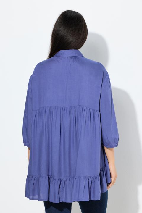Produktbild Ulla Popken Bluse, Volantsaum, A-Linie, Hemdkragen, 3/4-Arm (46, 48)