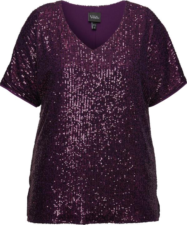 Produktbild Ulla Popken Pailletten-Shirt, Oversized, V-Ausschnitt, Halbarm (42, 44)