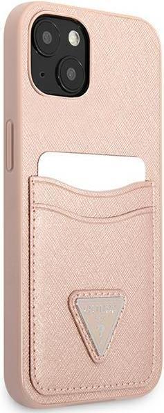 Image du produit Guess GUHCP13MPSATPP iPhone 13 6,1" różowy/pink hardcase SaffianoTriangle Logo Cardslot (Apple iPhone 13, Apple iPhone 14)