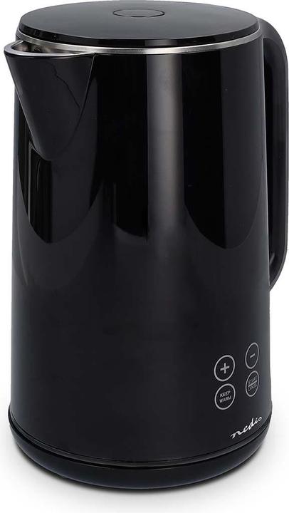 Produktbild Nedis Wasserkocher - 1,70 l - Plastik - Schwarz - 50,60,70,80,90,100 °C - Temperaturanzeige - Um 360 (1.70 l)