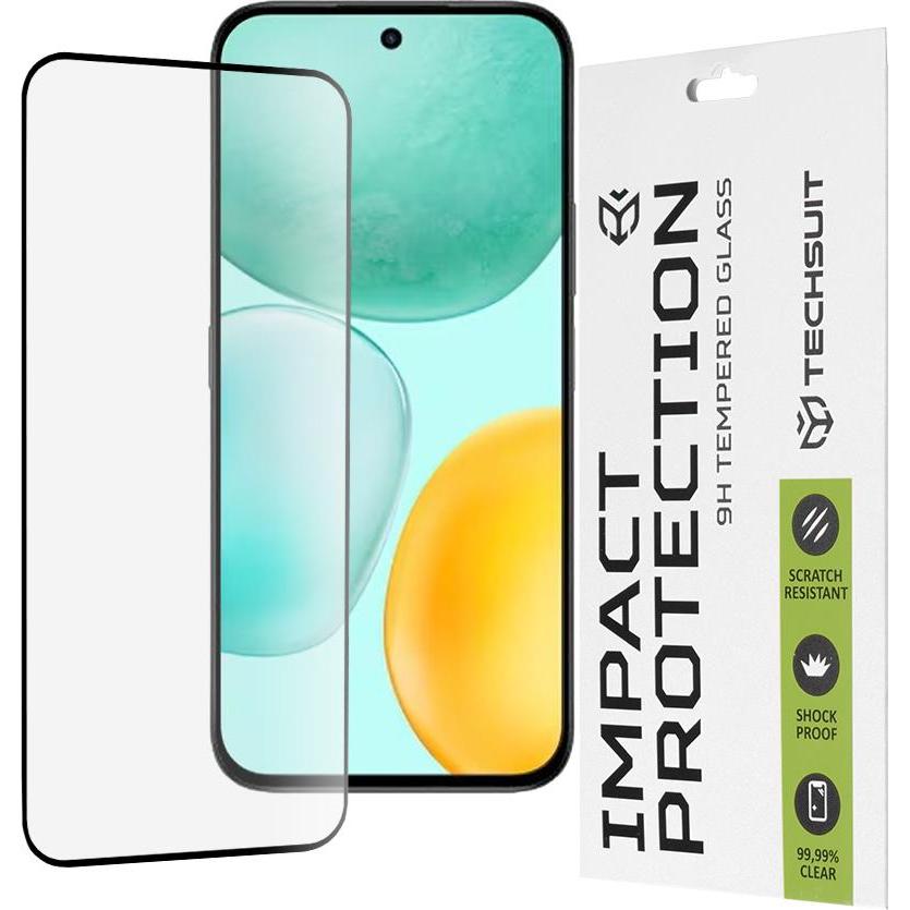 Techsuit - 111D Full Cover / Full Glue Glass - Honor X6c - Black (1 pz., Honor X6), Pellicola protettiva smartphone, Nero