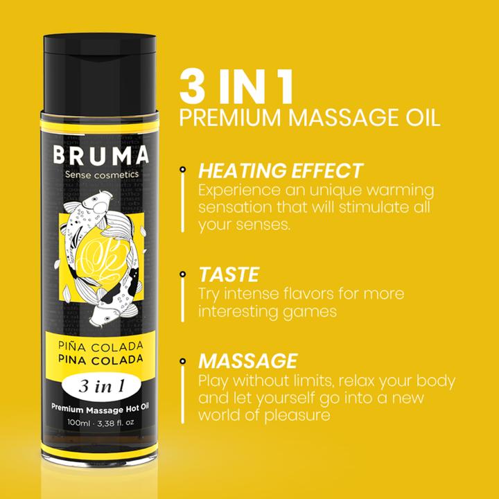 Actual product image Bruma Premium Massage Oil With Warming Effect, Pina Colada Flavour 3 In 1 - 100 ml (100 ml)