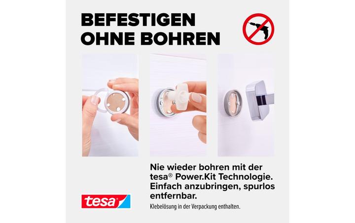 Produktbild tesa ELEGAANT Handtuchstange doppelt inkl. Klebelösung ohne Bohren