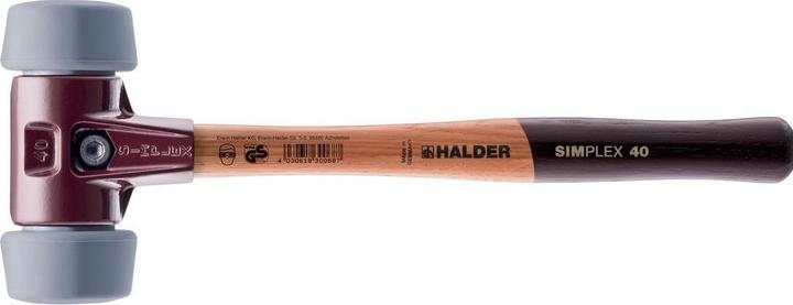 Actual product image Halder SIMPLEX soft-face mallet, 50:40, TPE-mid with malleable cast iron housing and high-quality wooden