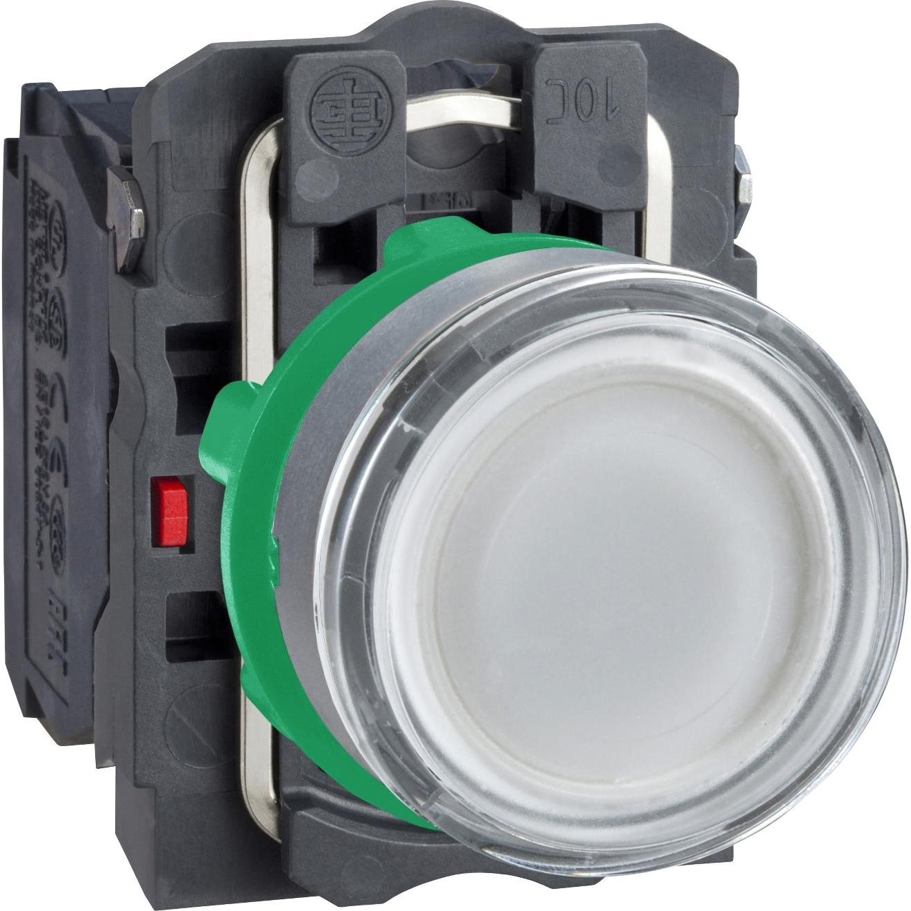Schneider Electric Leuchtdrucktaster, Kunststoff, komplett, XB5AWCUST06, Taster + Schalter, Weiss