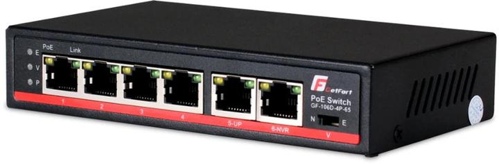 Getfort GF-106D-4P-65 Netzwerk-Switch Unmanaged Fast Ethernet (10/100) Power over Ethernet (PoE) (6 Ports)