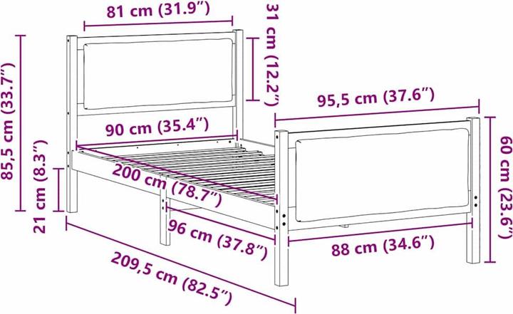 Image du produit vidaXL Moderner Bettrahmen (90 x 200 cm)
