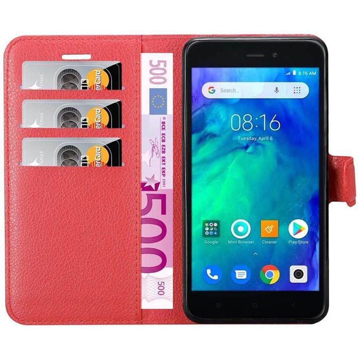 Thumbnail - Cadorabo Book mit Standfunktion Cover (Xiaomi Redmi Go), Smartphone Hülle, Rot