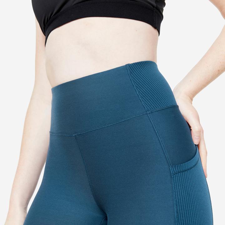 Immagine prodotto Domyos Leggings sportivi da donna con tasca per cellulare a vita alta - blu (W26/L30)