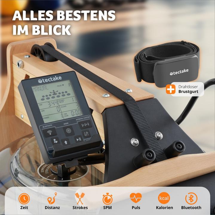 Produktbild tectake Holzrudergerät Titan klappbar, ergonomisch, 150kg belastbar