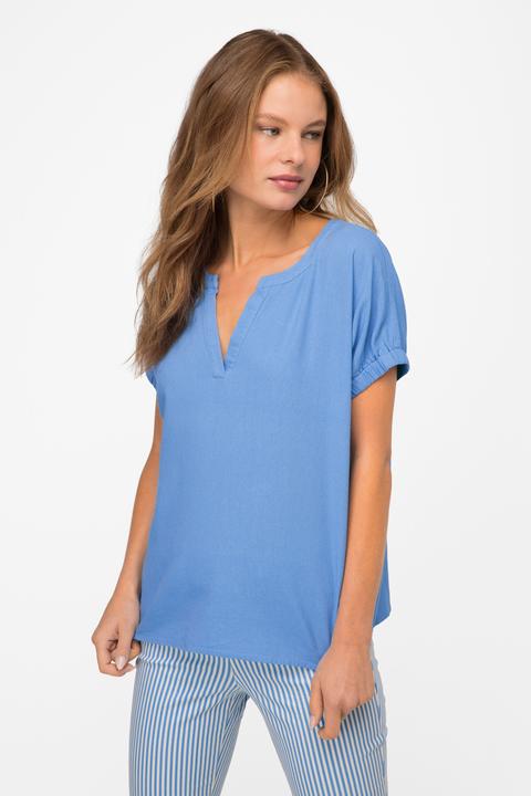 Immagine prodotto Laurasøn Leinenmix-Bluse, Tunika-Ausschnitt, elastischer Halbarm-Abschluss (M)