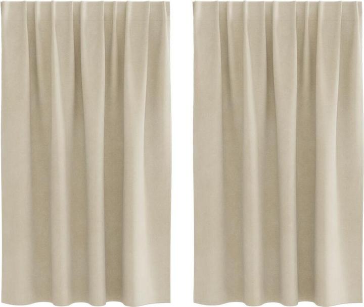 Produktbild VidaXL Verdunkelungsvorhänge mit Klettband 2 Stk. Creme Samt (140 x 140 cm)