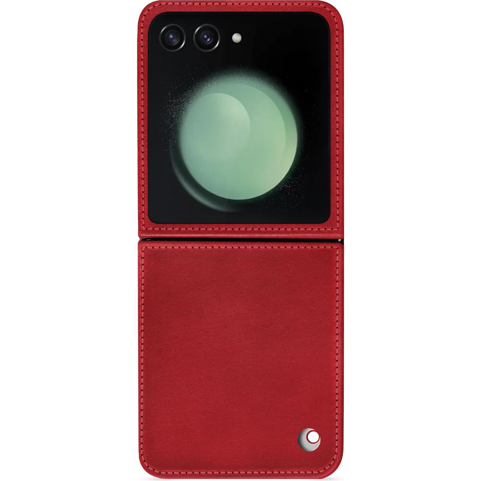 Noreve Lederschutzhülle Samsung Galaxy Z Flip5 (Samsung Galaxy Z Flip5), Smartphone Hülle, Rot