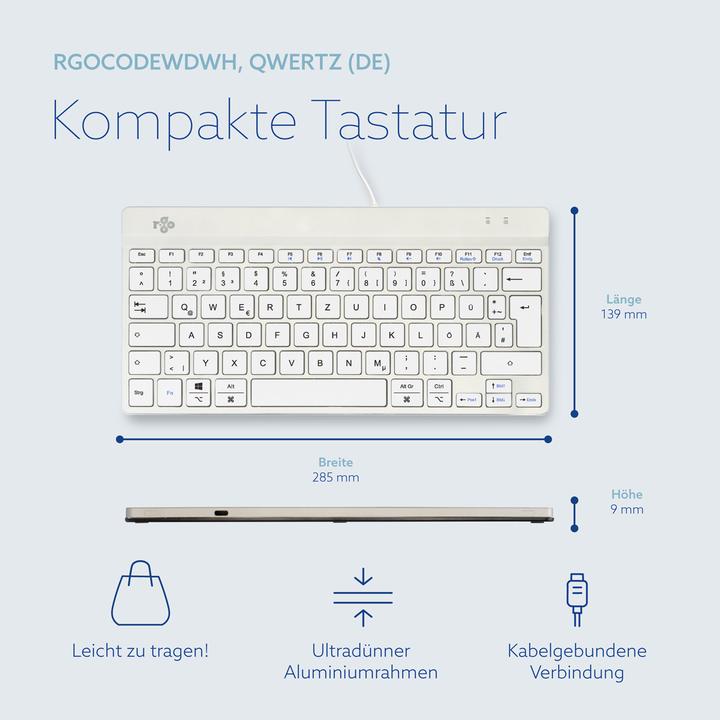 Actual product image R-Go Tools R-Go Compact Break ergonomic keyboard QWERTZ (DE), wired, white (DE, Cable)