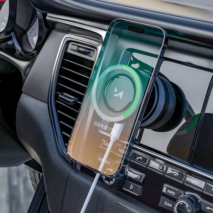 Actual product image Wozinsky WUSQ-01 Autohalterung mit Qi-Ladegerät, kompatibel mit MagSafe, Schwarz