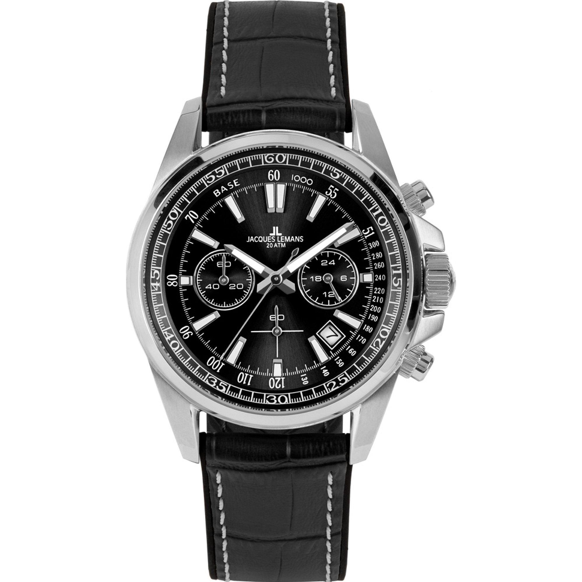 Jacques Lemans, Armbanduhr, Chronograph Sport, Silber, (Chronograph, 44 mm)