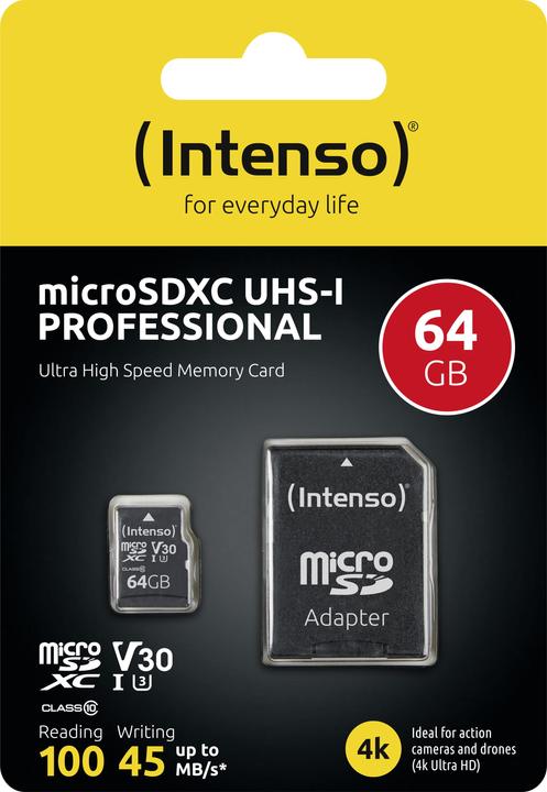 Immagine prodotto Intenso UHS-I Professional (64 GB, microSDXC, U1, UHS-I)