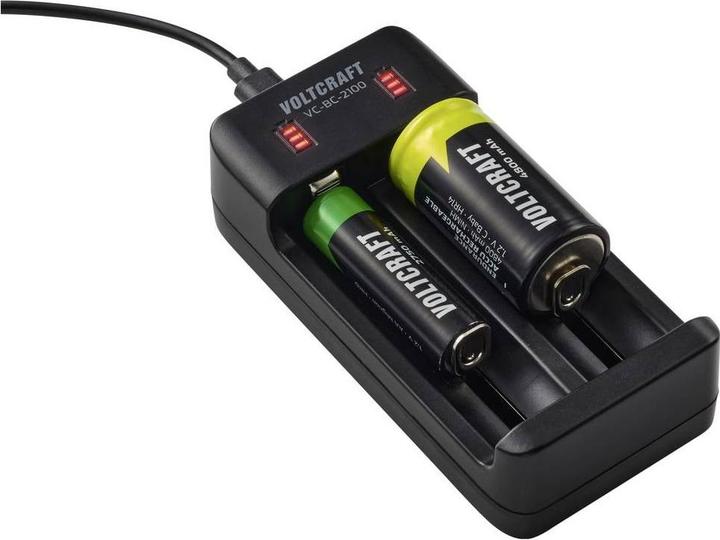 Produktbild Voltcraft VC-BC-2100 Rundzellen-Ladegerät NiMH, LiIon Mignon (AA), Micro (AAA) (1 Stk., 10440, 14500, 14650, 16650, 17500, 17650, 17670, 18350, 18490, 18500, 18650, 18700, 20700, 21700, 22500, 22650, 25500, 26650, AA, AAA)