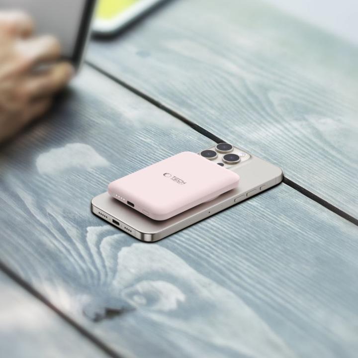 Immagine prodotto Tech-Protect LifeMag PB10 Powerbank con porta USB-C MagSafe 5000mAh 15W - rosa + cavo USB-C (5000 mAh, 15 W)