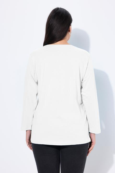 Image du produit Ulla Popken T-shirt coupe Relaxed Fit, décolleté en V et manches longues (50, 52)