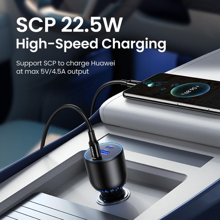 Actual product image Ugreen Fast Car Charger 130W 90413 2xUSB-C PD+USB-A