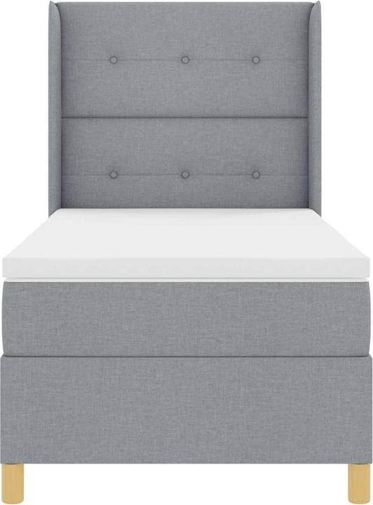 Produktbild vidaXL Boxspringbett Mit Matratze & Led Stoff Hellgrau (90 x 200 cm)