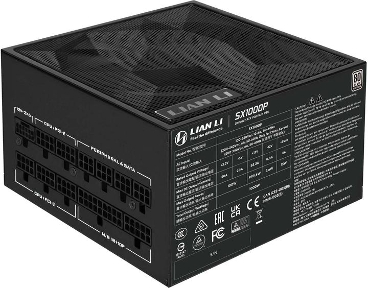 Productafbeelding Lian-Li SX Series 80 PLUS Platinum Netzteil, vollmodular, PCIe 5.1, ATX 3.1 - 1.000 Watt, schwarz (1000 W)