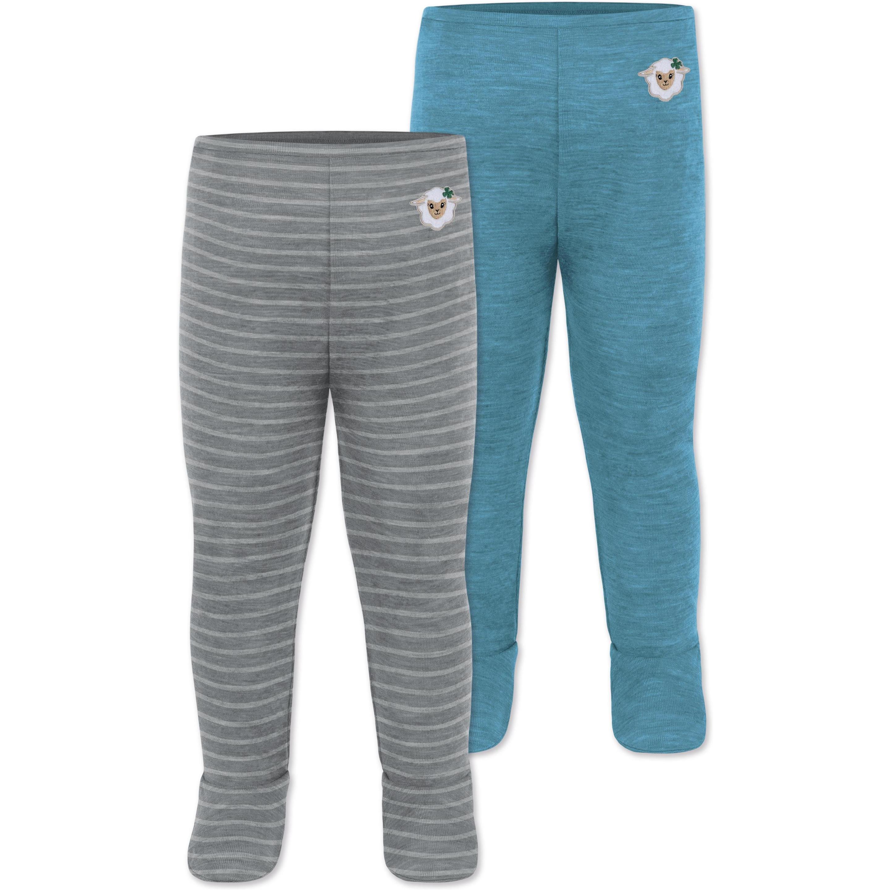 Normani, Herren, Funktionsunterhose, 2er Pack Baby Merino Unterhose mit Füssen - 9539 (80), Blau, 80