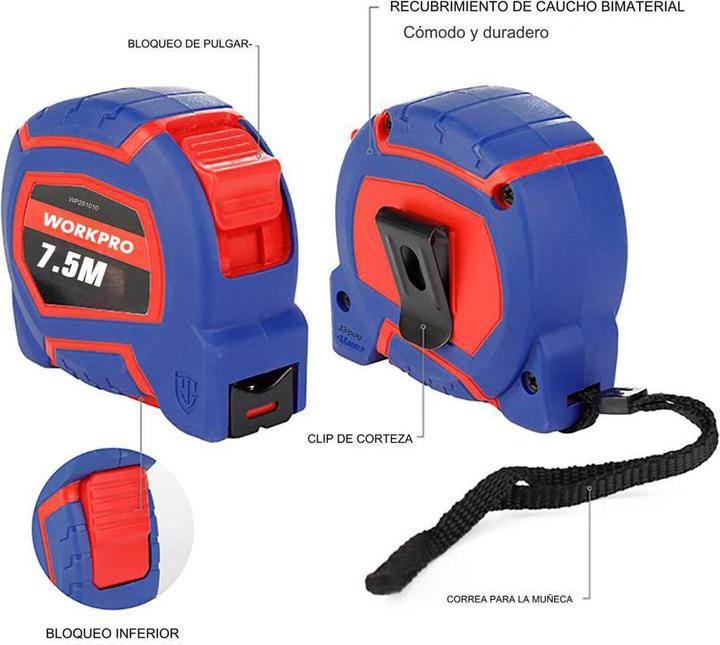 Actual product image Workpro Flexometer 7,5 m x 25 mm (7.50 m)