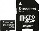 Actual product image Transcend microSDHC 4GB Class 4 + SD Adapter (4 GB, microSDHC, UHS-I)