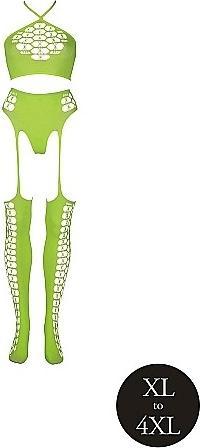 Actual product image Ouch! Two Piece with Crop Top and Stockings - Green - XL/XXXXL (3XL, 4XL, XL, XXL)