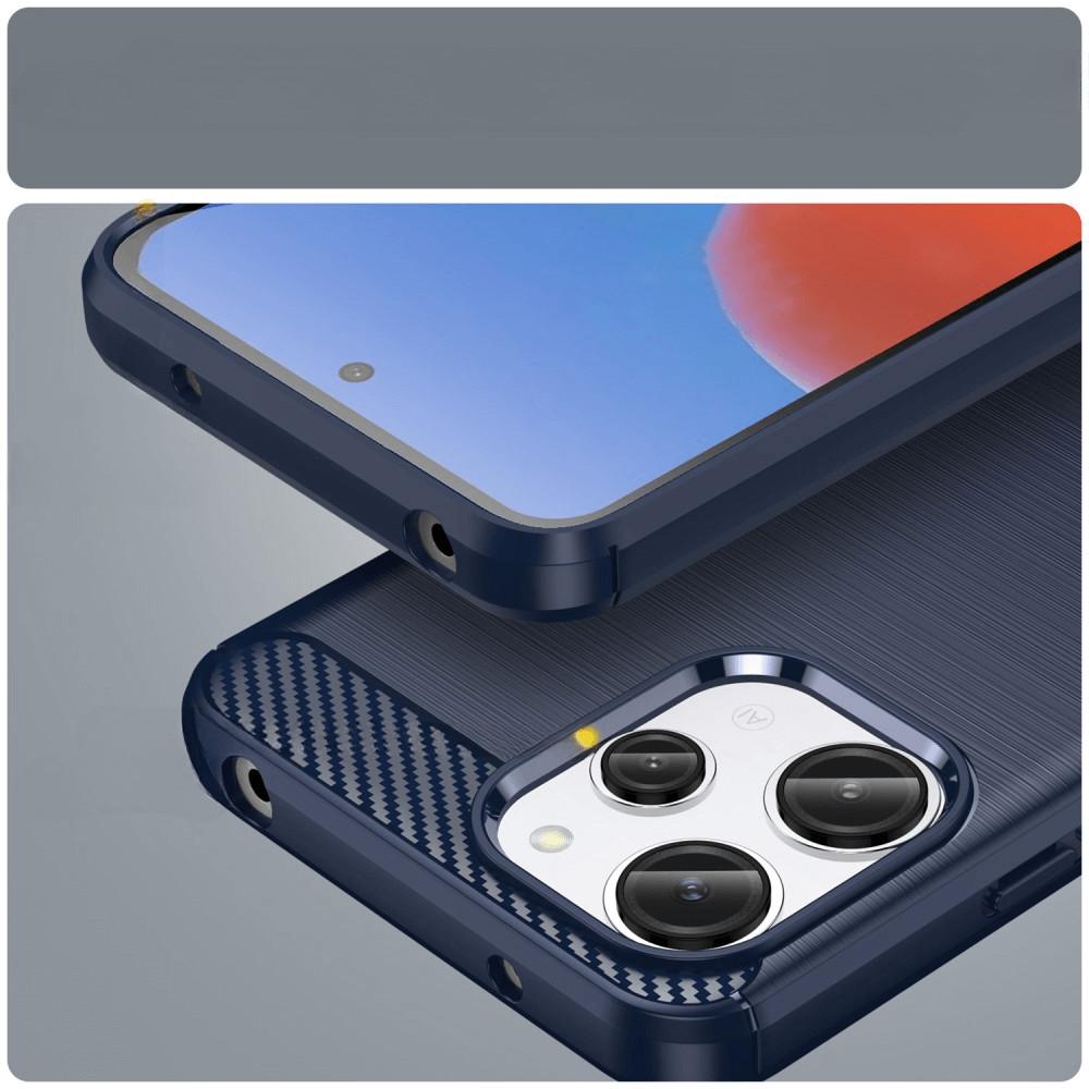 Thumbnail - Cover-Discount Xiaomi Redmi 12 - Metall Carbon Look Hülle blau (Xiaomi Redmi 12), Smartphone Hülle, Blau