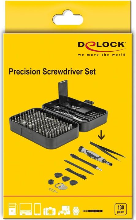 Produktbild Delock Werkzeugset Schraubendreher 130-teilig (Hex, 5-Kant (Pentagon), Pozidriv-Kreuzschlitz (PZ), Tri-Wing, Pin-torx)