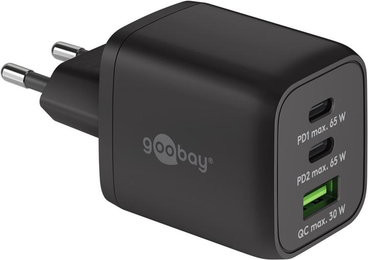 Actual product image Goobay Quick charging set Nano (65 W) and textile cable 1m (65 W, 3 ports)