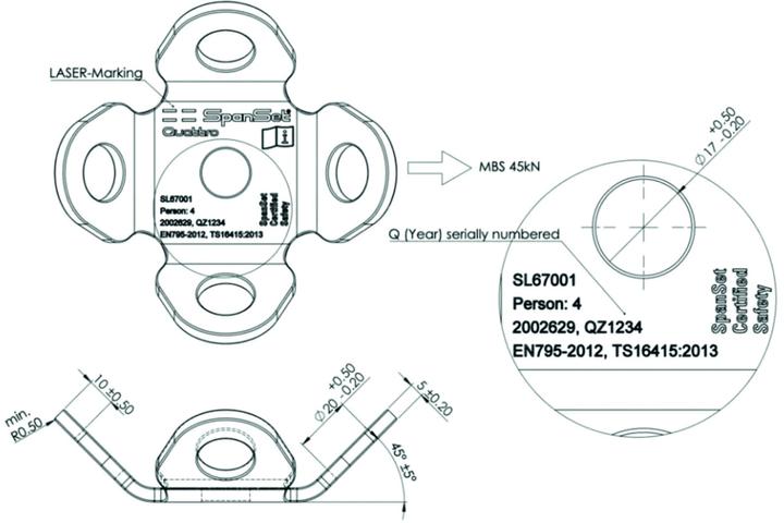 Image du produit SpanSet Point d'ancrage pour personnes Quattro (Dispositif antichute)