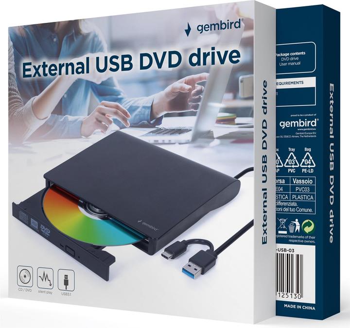 Gembird DVD-USB-031 Externes USB-DVD-Laufwerk schwarz - Galaxus
