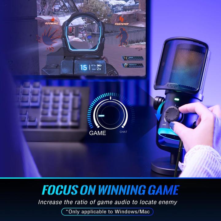 Immagine prodotto Fifine AM6 Microfono a condensatore da gioco con volume per chat e giochi, anello luminoso RGB,