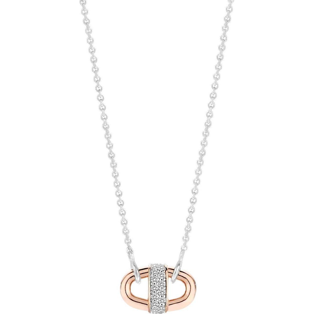 Ti Sento Milano, Halsschmuck, Collier mit Zirkonia rosévergoldet 3911ZR/42, (925 Sterling Silber, 48 cm)