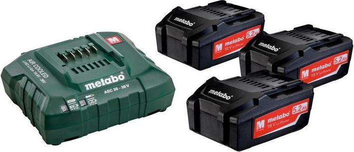 Actual product image Metabo 18V spare battery 3 x 5.2 Ah + charger basic set (18 V)