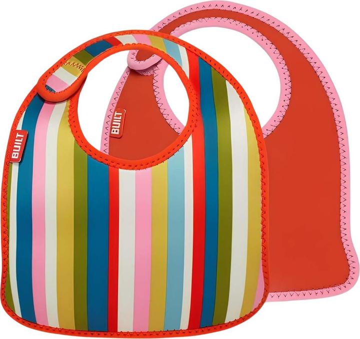 Built Bib Mess Mate Baby Pink Stripe 2 pcs (6 Months)