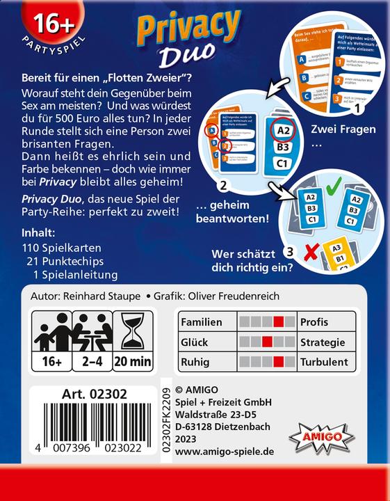 Produktbild Amigo Privacy Duo pikantes Fragen Spiel 16+ (Deutsch)