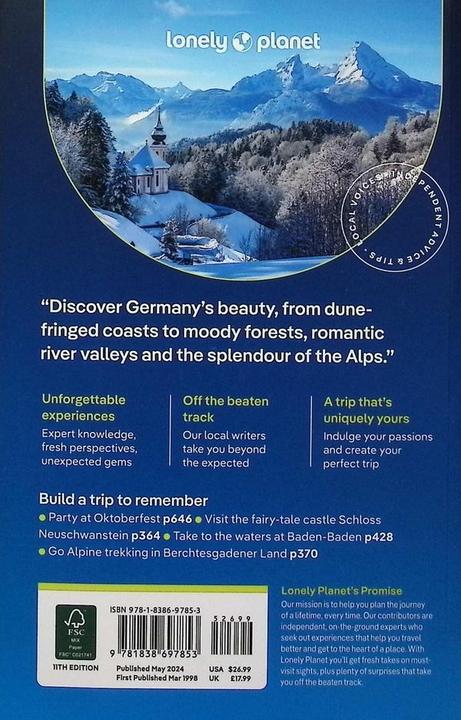 Actual product image Lonely Planet Germany (English, Andrea Schulte-Peevers, Anthony Haywood, Barbara Woolsey, Harmony Difo, Hugh McNaughtan, Kat Barber, Leonid Ragozin, Marc Di Duca, 2024)