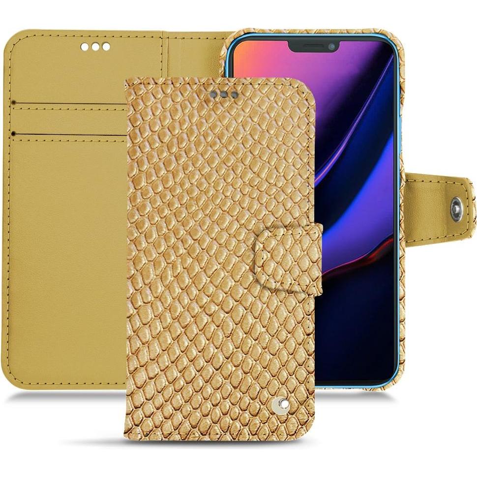 Noreve Lederschutzhülle Wallet (Apple iPhone 11), Smartphone Hülle, Beige