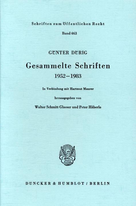 Produktbild Gesammelte Schriften 1952-1983 (Deutsch, Günter Dürig, 1984)
